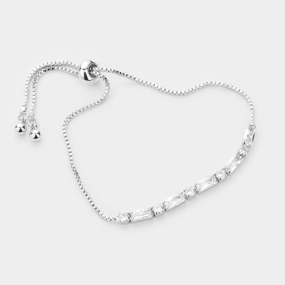 Baguette Cut CZ Adjustable Bracelet